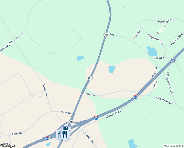 map of restaurants, bars, coffee shops, grocery stores, and more near 3201 South Carolina 81 in Anderson