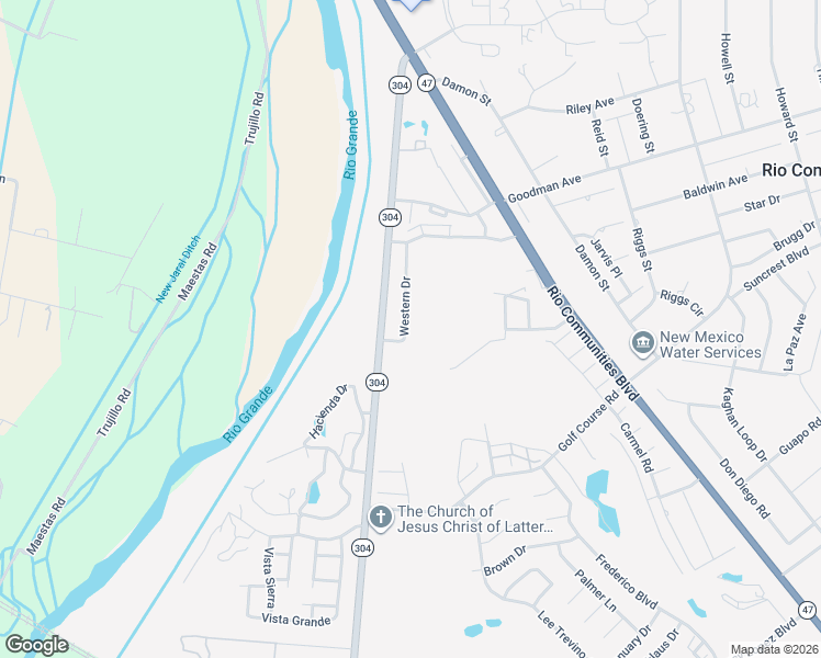 map of restaurants, bars, coffee shops, grocery stores, and more near 700 Western Drive in Belen