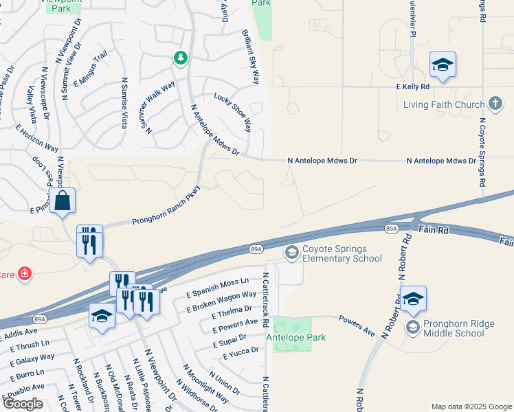 map of restaurants, bars, coffee shops, grocery stores, and more near 7932 East Annabel Way in Prescott Valley