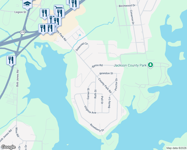 map of restaurants, bars, coffee shops, grocery stores, and more near 1904 County Park Road in Scottsboro
