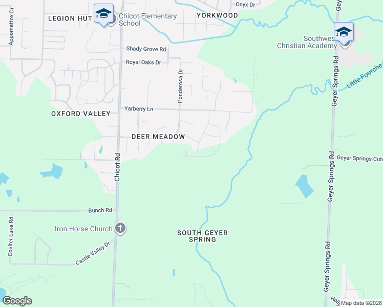 map of restaurants, bars, coffee shops, grocery stores, and more near 12004 Springtree Drive in Little Rock