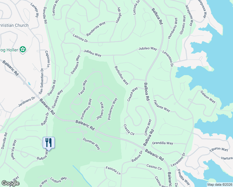 map of restaurants, bars, coffee shops, grocery stores, and more near 42 Pintuerero Way in Hot Springs Village