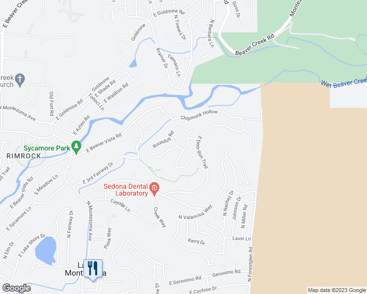 map of restaurants, bars, coffee shops, grocery stores, and more near 4905 Tenderfoot Trail in Lake Montezuma