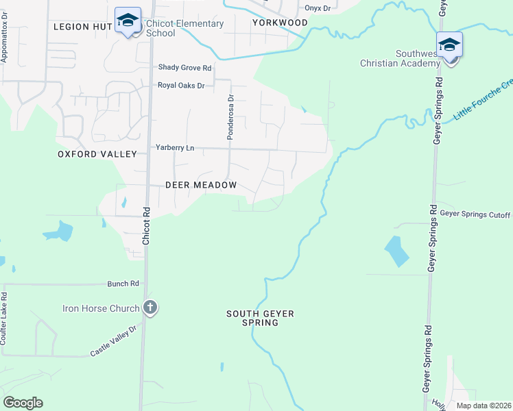 map of restaurants, bars, coffee shops, grocery stores, and more near 12004 Springtree Drive in Little Rock