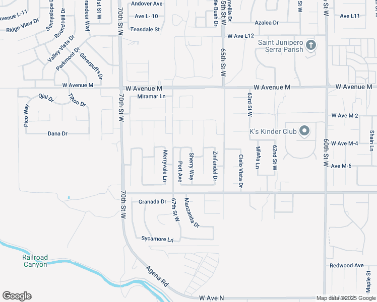 map of restaurants, bars, coffee shops, grocery stores, and more near 41721 Sherry Way in Palmdale