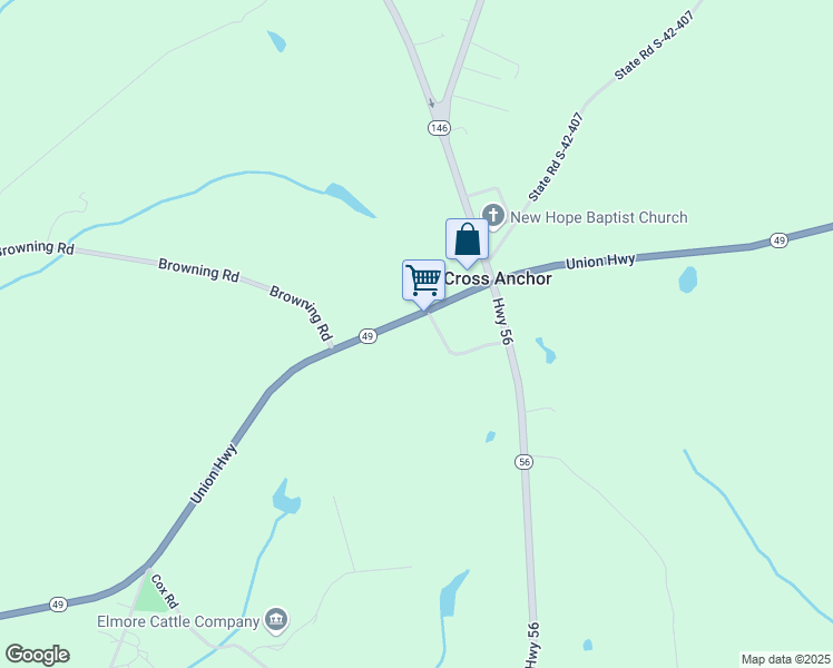 map of restaurants, bars, coffee shops, grocery stores, and more near 709 Union Highway in Enoree