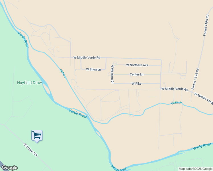 map of restaurants, bars, coffee shops, grocery stores, and more near 3950 Mahoney Road in Camp Verde