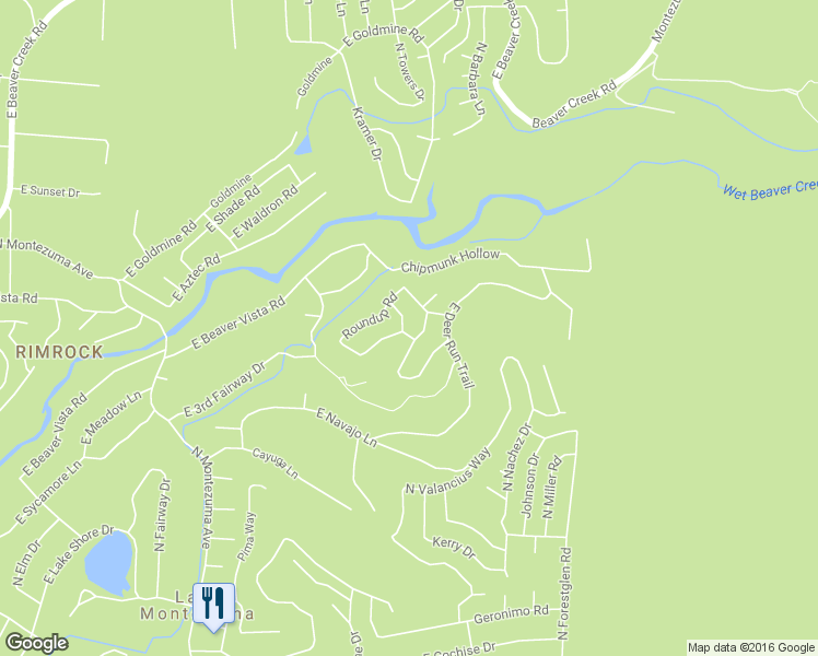map of restaurants, bars, coffee shops, grocery stores, and more near 4915 Tenderfoot Trail in Lake Montezuma