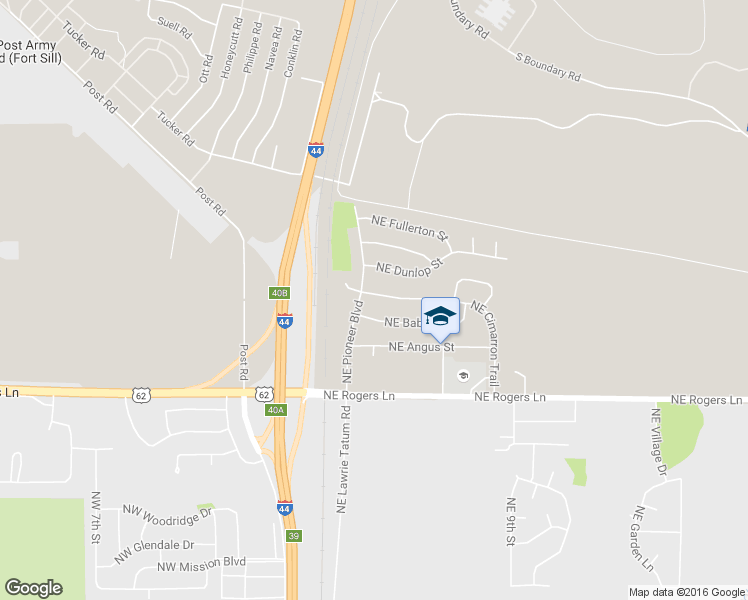 map of restaurants, bars, coffee shops, grocery stores, and more near 105 Northeast Cimarron Trail in Lawton