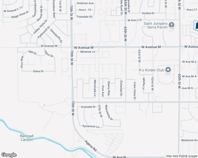 map of restaurants, bars, coffee shops, grocery stores, and more near 41845 Grenache Lane in Palmdale