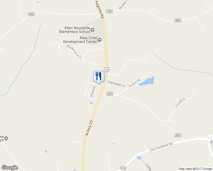 map of restaurants, bars, coffee shops, grocery stores, and more near 2 Chickadee Drive in Pelzer