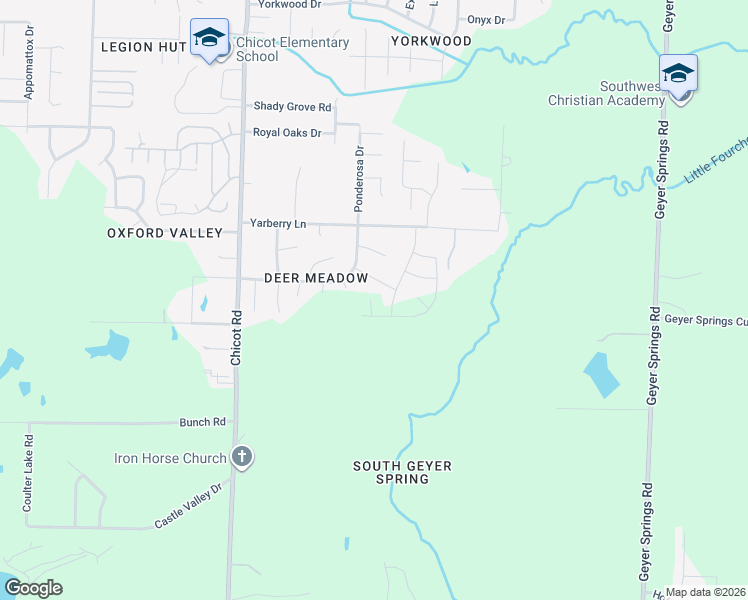 map of restaurants, bars, coffee shops, grocery stores, and more near 12004 Springtree Drive in Little Rock