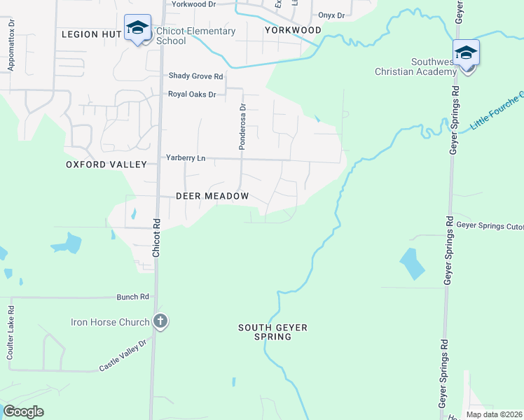 map of restaurants, bars, coffee shops, grocery stores, and more near 12004 Springtree Drive in Little Rock