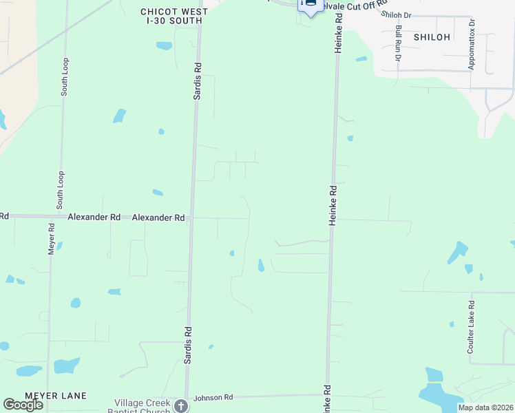 map of restaurants, bars, coffee shops, grocery stores, and more near 9616 Alexander Road in Little Rock