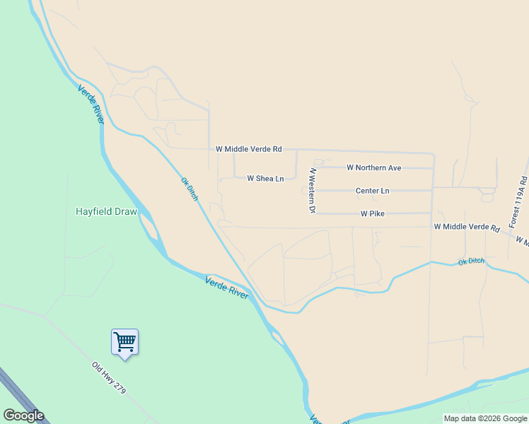 map of restaurants, bars, coffee shops, grocery stores, and more near 3950 Mahoney Road in Camp Verde