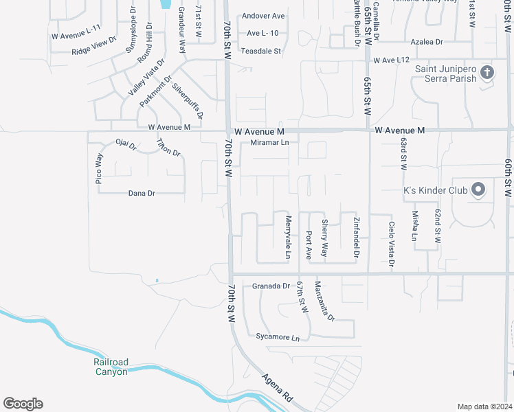 map of restaurants, bars, coffee shops, grocery stores, and more near 6827 Cabernet Road in Palmdale