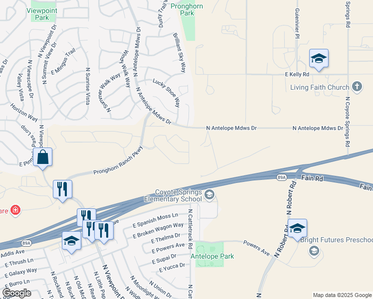 map of restaurants, bars, coffee shops, grocery stores, and more near 7918 East Huckleberry Trail in Prescott Valley