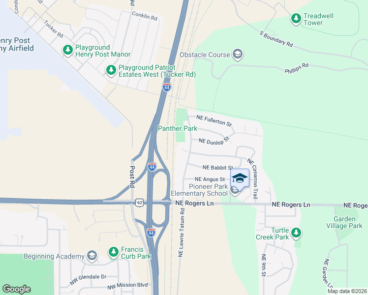 map of restaurants, bars, coffee shops, grocery stores, and more near 12 Northeast Cimarron Trail in Lawton
