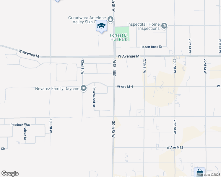 map of restaurants, bars, coffee shops, grocery stores, and more near 3007 West Avenue M-4 in Lancaster
