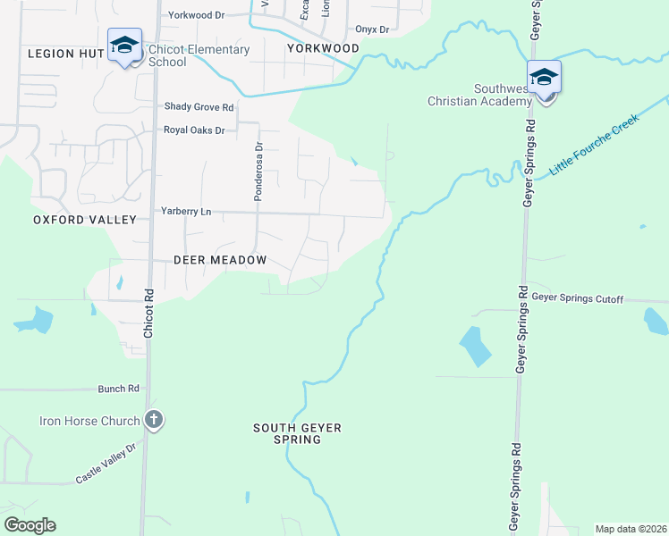map of restaurants, bars, coffee shops, grocery stores, and more near 34 Springtree Circle in Little Rock