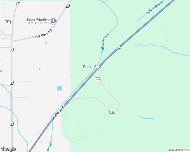 map of restaurants, bars, coffee shops, grocery stores, and more near 20 County Road 183 in Woodville