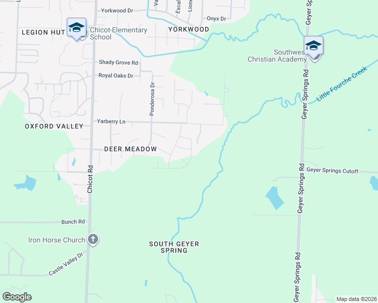 map of restaurants, bars, coffee shops, grocery stores, and more near 24 Springtree Circle in Little Rock