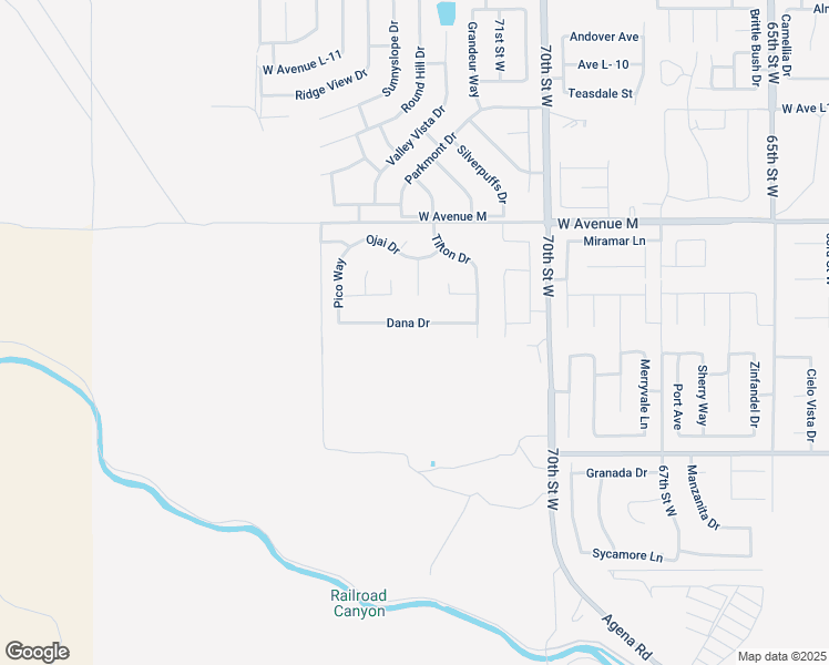 map of restaurants, bars, coffee shops, grocery stores, and more near 7228 Dana Drive in Palmdale