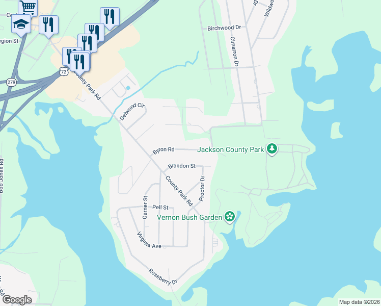 map of restaurants, bars, coffee shops, grocery stores, and more near 1606 Byron Road in Scottsboro