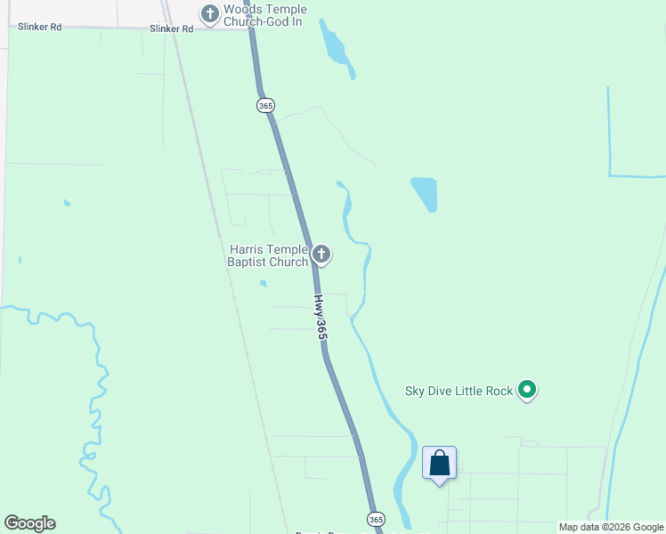 map of restaurants, bars, coffee shops, grocery stores, and more near 11619 Arkansas 365 in Little Rock