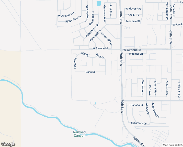 map of restaurants, bars, coffee shops, grocery stores, and more near 7228 Dana Drive in Palmdale