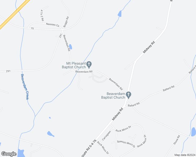 map of restaurants, bars, coffee shops, grocery stores, and more near 129 Jeremy Drive in Williamston