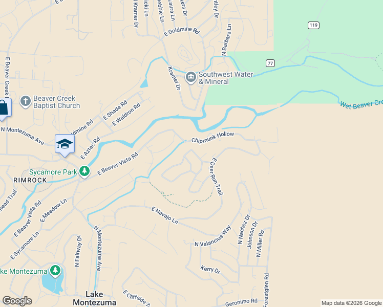 map of restaurants, bars, coffee shops, grocery stores, and more near 4600 East Gunsmoke Pass in Lake Montezuma