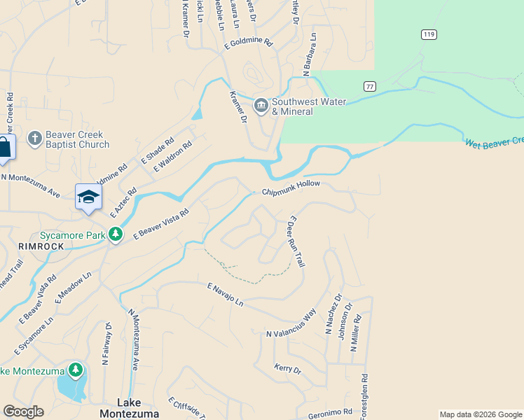 map of restaurants, bars, coffee shops, grocery stores, and more near 4600 East Gunsmoke Pass in Lake Montezuma