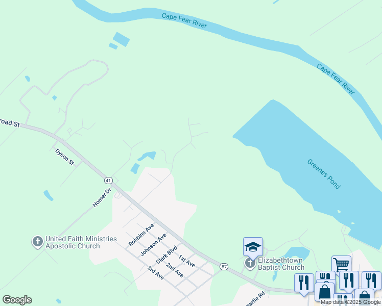 map of restaurants, bars, coffee shops, grocery stores, and more near in Clarkton