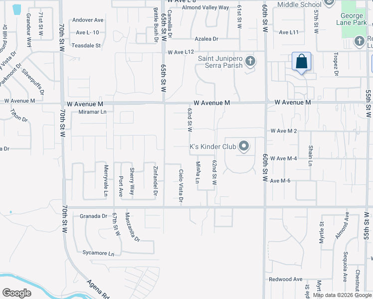 map of restaurants, bars, coffee shops, grocery stores, and more near 6310 Theodore Court in Palmdale