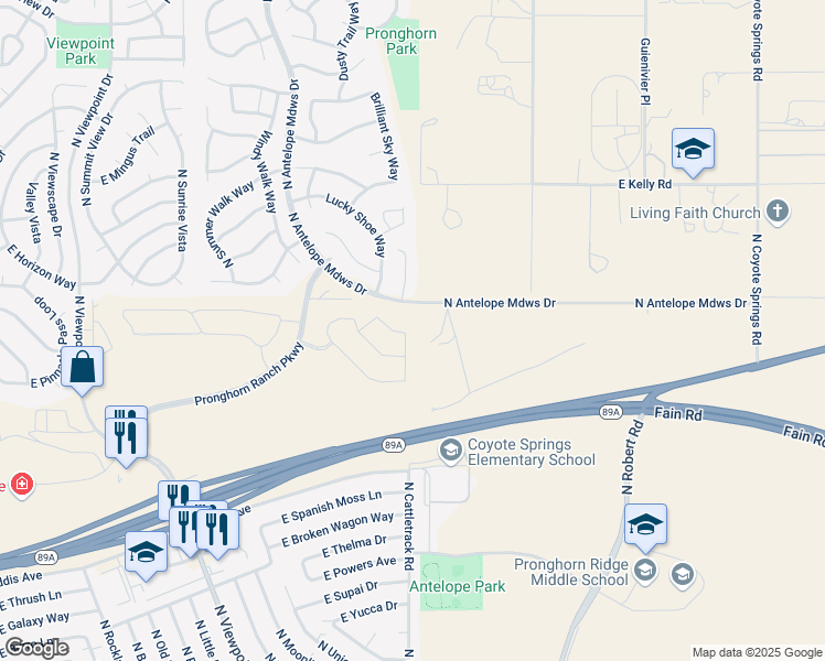 map of restaurants, bars, coffee shops, grocery stores, and more near 6905 North Killdeer Trail in Prescott Valley