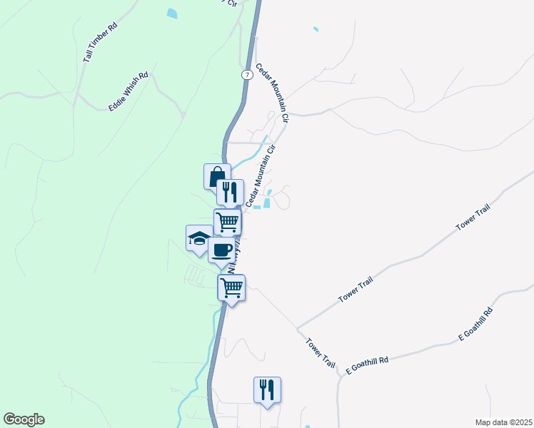 map of restaurants, bars, coffee shops, grocery stores, and more near Arkansas 7 in Hot Springs Village