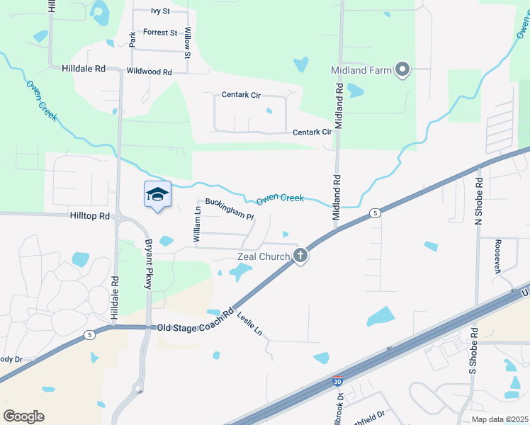 map of restaurants, bars, coffee shops, grocery stores, and more near 5313 Charles Court in Alexander