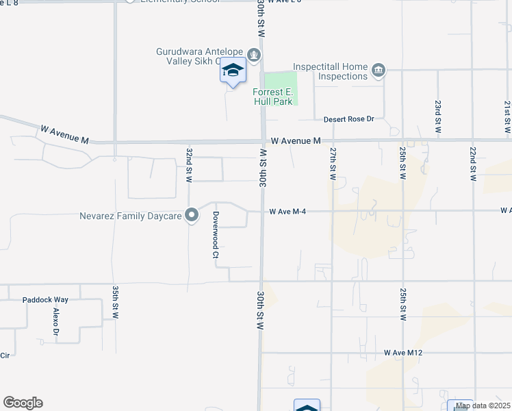 map of restaurants, bars, coffee shops, grocery stores, and more near 3007 West Avenue M-4 in Lancaster