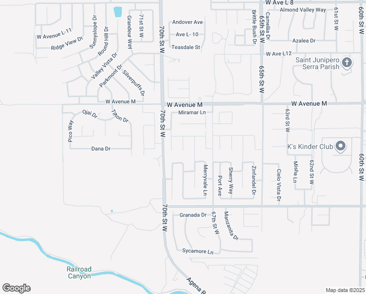 map of restaurants, bars, coffee shops, grocery stores, and more near 41846 Castello Lane in Palmdale