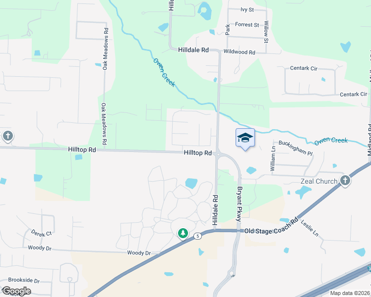 map of restaurants, bars, coffee shops, grocery stores, and more near 1180 Oak Glenn Loop in Bryant