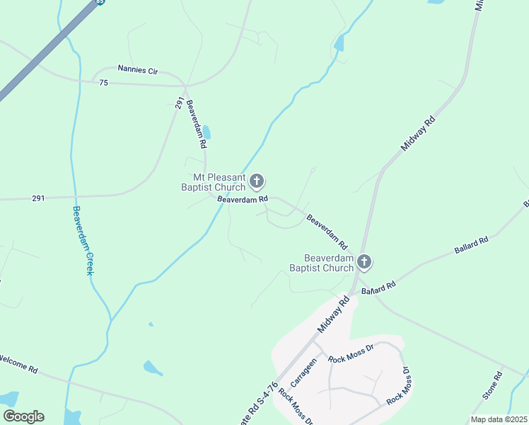 map of restaurants, bars, coffee shops, grocery stores, and more near 10 Little Beaver Creek Road in Williamston