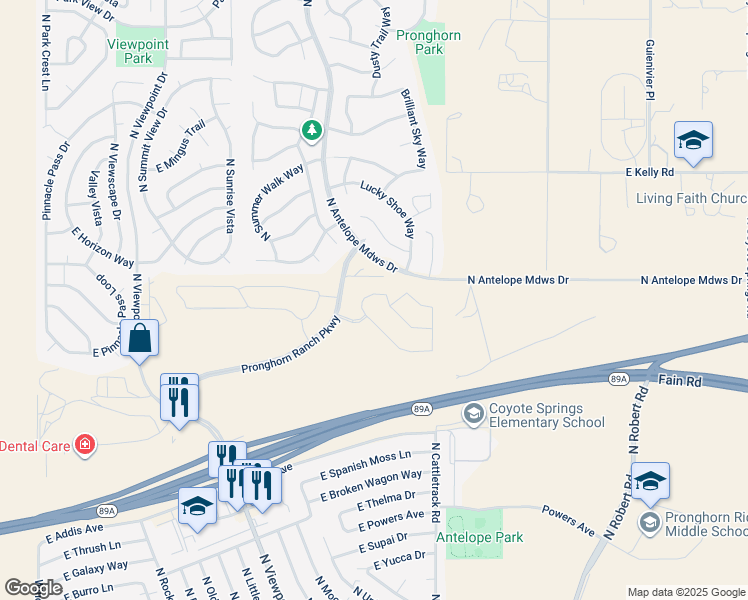map of restaurants, bars, coffee shops, grocery stores, and more near 7776 Annabel Way in Prescott Valley