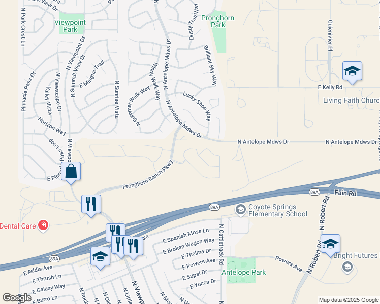 map of restaurants, bars, coffee shops, grocery stores, and more near 7776 Annabel Way in Prescott Valley