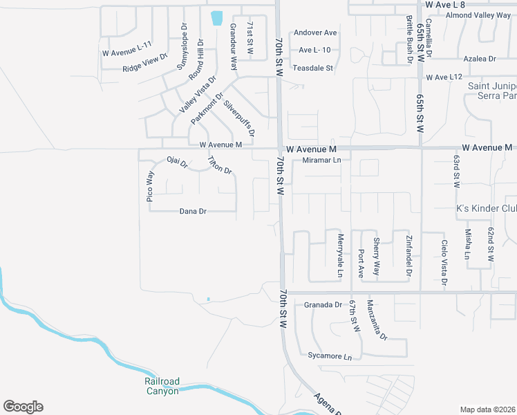 map of restaurants, bars, coffee shops, grocery stores, and more near 41826 Cristalino Avenue in Palmdale