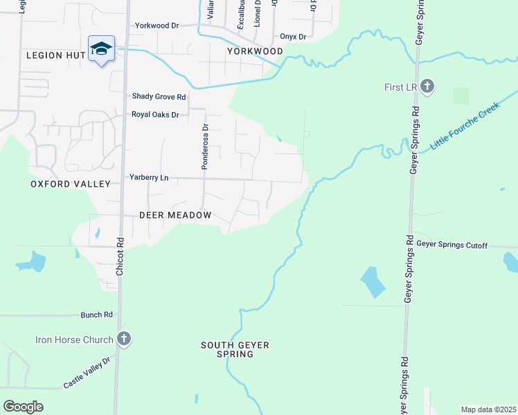 map of restaurants, bars, coffee shops, grocery stores, and more near 9 Springtree Circle in Little Rock