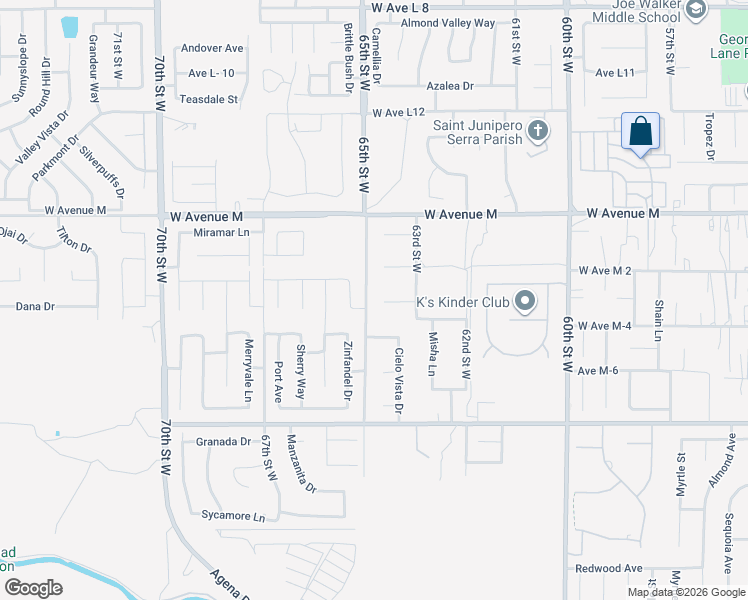 map of restaurants, bars, coffee shops, grocery stores, and more near 6354 Theodore Court in Palmdale