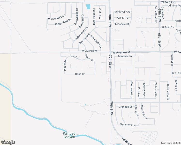 map of restaurants, bars, coffee shops, grocery stores, and more near 7145 Dana Drive in Palmdale