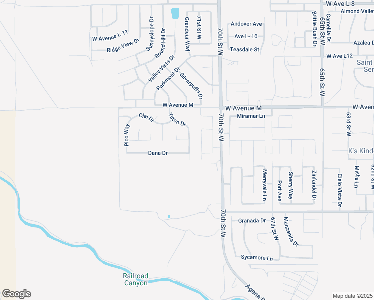 map of restaurants, bars, coffee shops, grocery stores, and more near 7137 Dana Drive in Palmdale