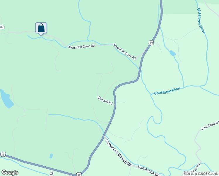 map of restaurants, bars, coffee shops, grocery stores, and more near 199 Mitchell Road in Dahlonega